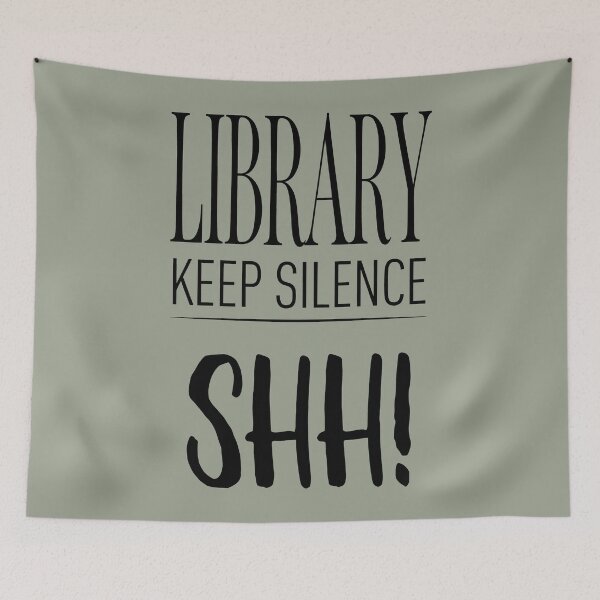 Item preview, Library Keep Silence SHH Retro Metal Sign Typography Art designed and sold by SplashTastic.