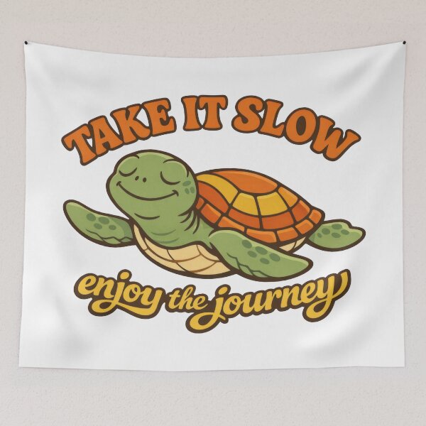 Item preview, Take It Slow Sea Turtle 70s Retro Typography Groovy Mood designed and sold by zoughlal.