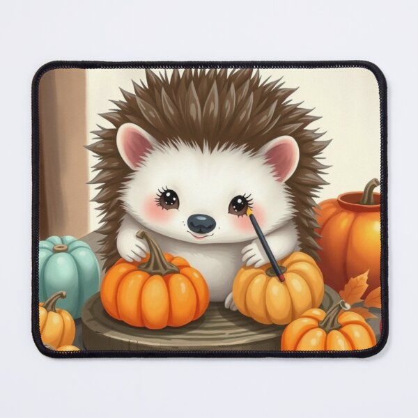Item preview, Sweet Autumn Hedgehog with Pumpkins – Cozy Fall Art Design designed and sold by ArmaanArts.