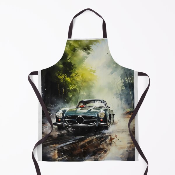 Item preview, Vintage Sports Car Speeding On Wet Woodland Road Amid Trees designed and sold by RevUpDesign.