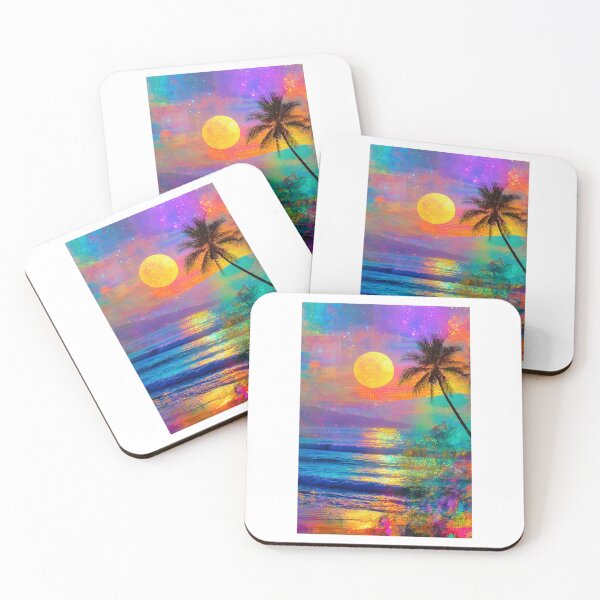 Item preview, Neon Vaporwave Tropical Sunset - Glitch Art Aesthetic designed and sold by StickerBuild07 .
