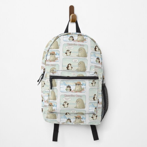 Item preview, Pip and Sam Vacation Blues - Cute Penguin and Seal Hawaii Comic Strip Funny Arctic Animals Travel Illustration designed and sold by SammyMorry.