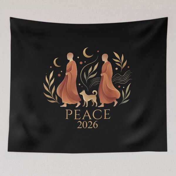 Item preview, Peaceful Monks Walking With Dog Zen Meditation Spiritual Peace 2026 designed and sold by SuziLope.