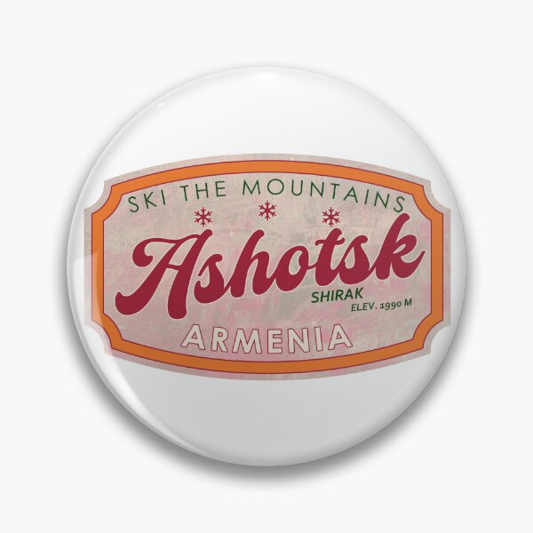Item preview, Ashotsk, Armenia, Shirak, Ski, textured skiing badge designed and sold by Wanderful-roads.