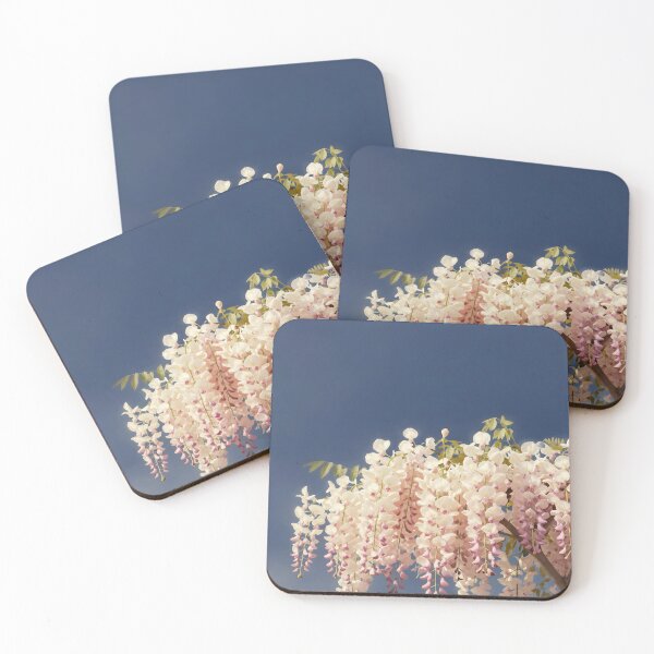 Item preview, Spring Wisteria Tree in Blush Pink Tones on Blue Sky Backdrop designed and sold by EmeraldeaArt.
