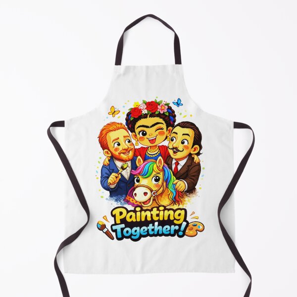 Item preview, Frida Kahlo Hugging Van Gogh and Salvador Dalí – Cute Cartoon Art Illustration designed and sold by Arte Cartoon From TagTeam Group.