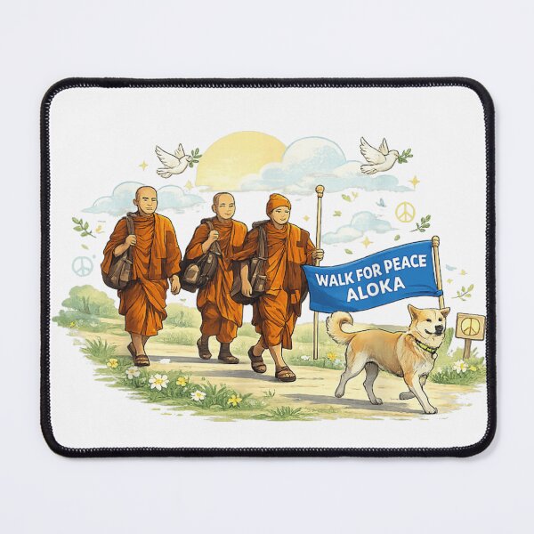 Item preview, Walk For Peace Monks Journey With Dog And Dove Illustration designed and sold by SuziLope.
