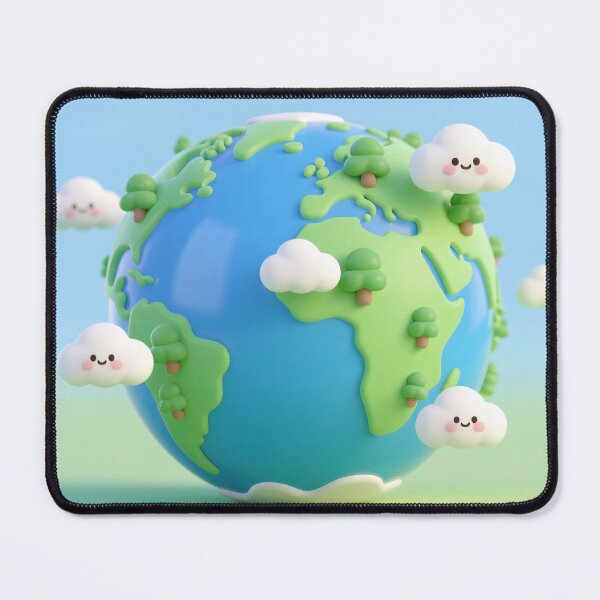 Item preview, Smiling Cartoon Earth With Clouds Trees Representing Environmental Care Sustainability Education For Children Learning Future designed and sold by Mimoshi ⭐⭐⭐⭐⭐.