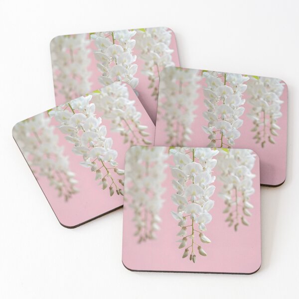 Item preview, Ivory Wisteria Whisper – White Blooms on Blush Pink designed and sold by EmeraldeaArt.