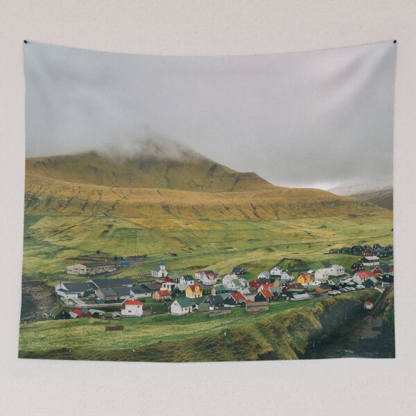 Item preview, Faroe Islands Village – Mystical Nordic Landscape Art designed and sold by Mauswohn.