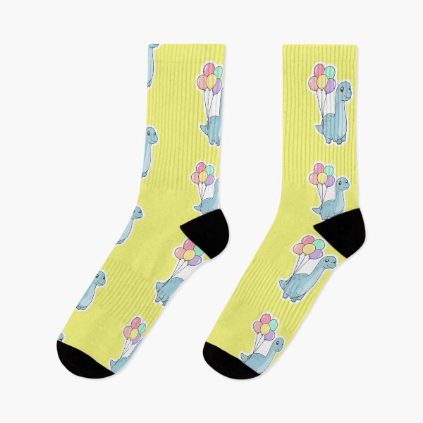 Item preview, Cute Kawaii Brachiosaurus Dinosaur Floating with Pastel Balloons Aesthetic Sticker Art designed and sold by bvdesignart.