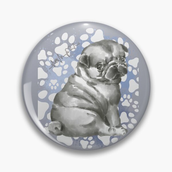 Item preview, Watercolor Pug Illustration – Gentle Pug Art with Paw Print Background designed and sold by MitMopsundHerz Rosinchens_Welt.