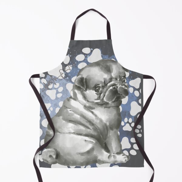 Item preview, Watercolor Pug Illustration – Gentle Pug Art with Paw Print Background designed and sold by MitMopsundHerz Rosinchens_Welt.