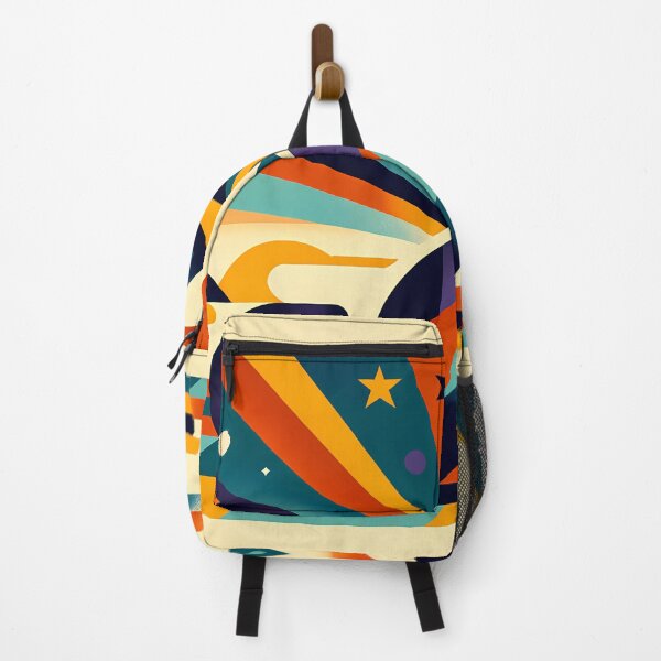 Item preview, Geometric Space Cat with Retro Sunburst designed and sold by InkSmithery.