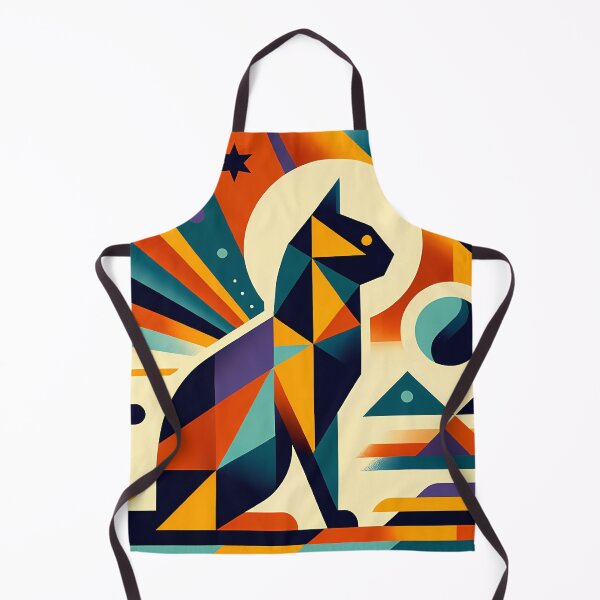 Item preview, Geometric Space Cat with Retro Sunburst designed and sold by InkSmithery.