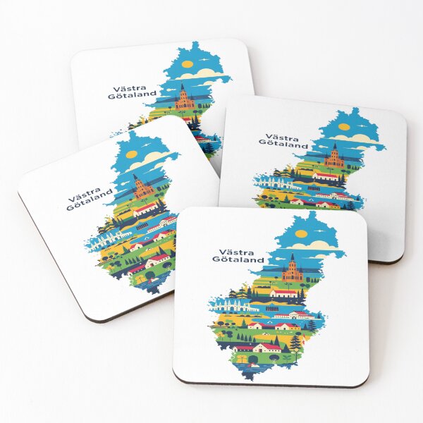 Item preview, Västra Götaland Sweden Map Illustration | Scandinavian Travel Landmark Art Design designed and sold by Sushikidsntod.