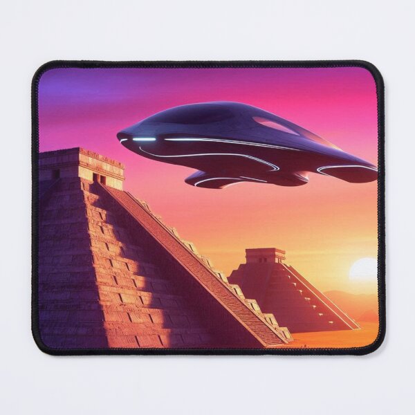Item preview, Ancient Future – Pyramids & Spaceship Sunset Scene designed and sold by Dogandesighn.