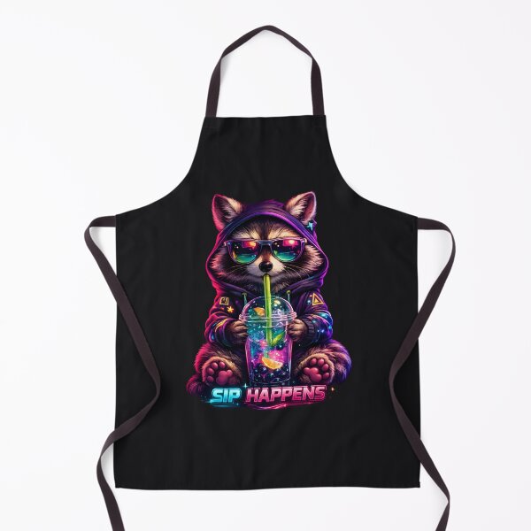 Item preview, Sip Happens Neon Cyberpunk Raccoon Boba Bubble Tea  designed and sold by shmupod.