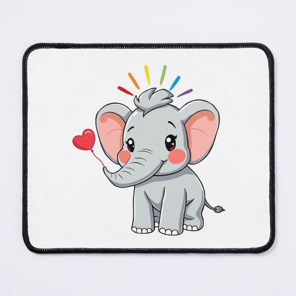 Item preview, Happy Elephant - Gray Elephant with Rainbow Hair and Heart Balloon designed and sold by Love3Happy.