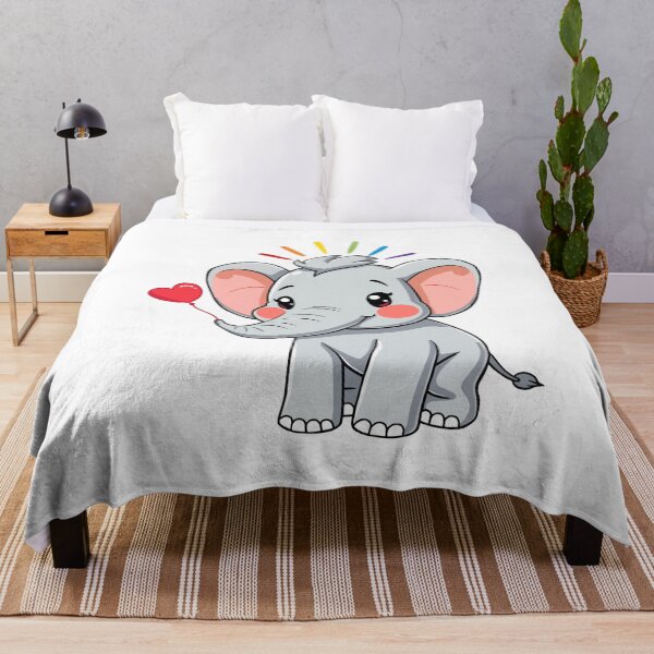 Item preview, Happy Elephant - Gray Elephant with Rainbow Hair and Heart Balloon designed and sold by Love3Happy.