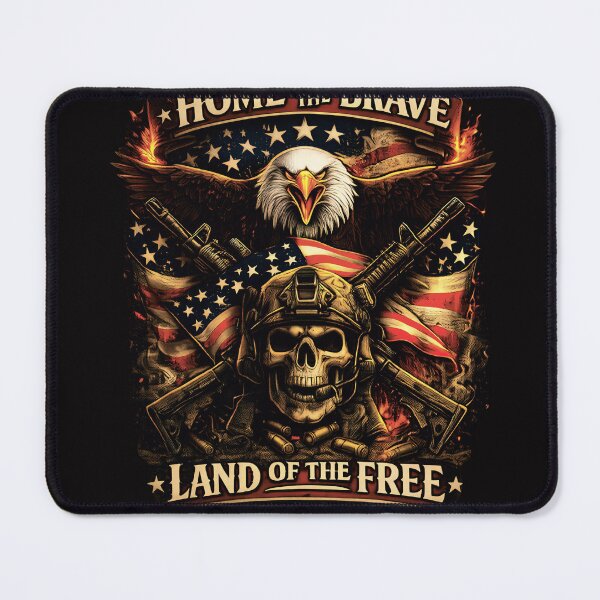 Item preview, Home of the Brave Land of the Free T-Shirt | Patriotic Eagle Skull USA Freedom Shirt designed and sold by UrbanEchoHub.