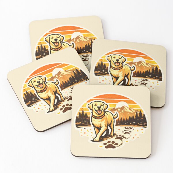 Item preview, Labrador Celebration Pawprint Trail – Retro Sunset Adventure Retriever designed and sold by PawPrintCustom.
