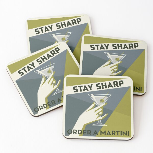 Item preview, Stay Sharp - Vintage 1940s Martini Propaganda Poster designed and sold by Cozy-Old-Pub.