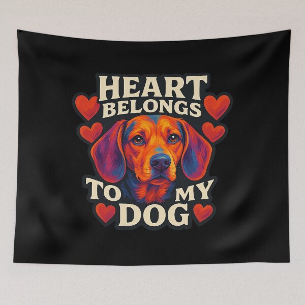 Item preview, Heart Belongs to My Dog - Colorful Valentine Pet Art designed and sold by MKreative Studio.