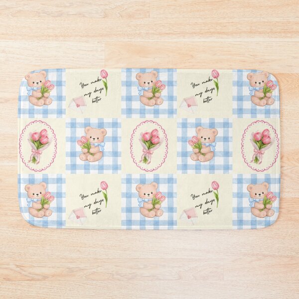 Item preview, Cute Teddy Bear with Tulips – You Make My Days Better Pastel Illustration designed and sold by ClamberryStudio.