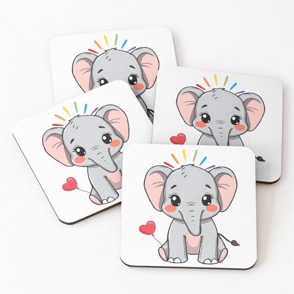 Item preview, Heart Balloon Elephant - Cute Gray Elephant with Rainbow and Balloon designed and sold by Love3Happy.