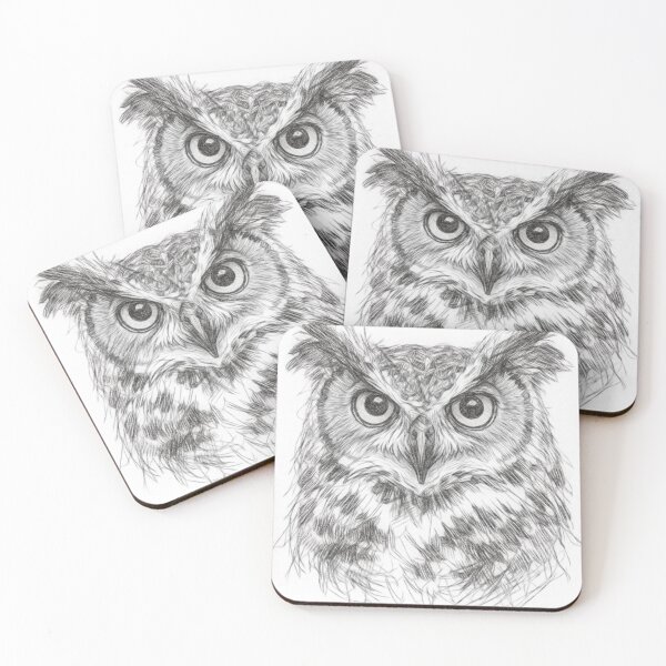 Item preview, Owl Pencil Sketch Portrait | Black and White Wildlife Illustration Night Bird Art designed and sold by Leon Woods Pencil Art.