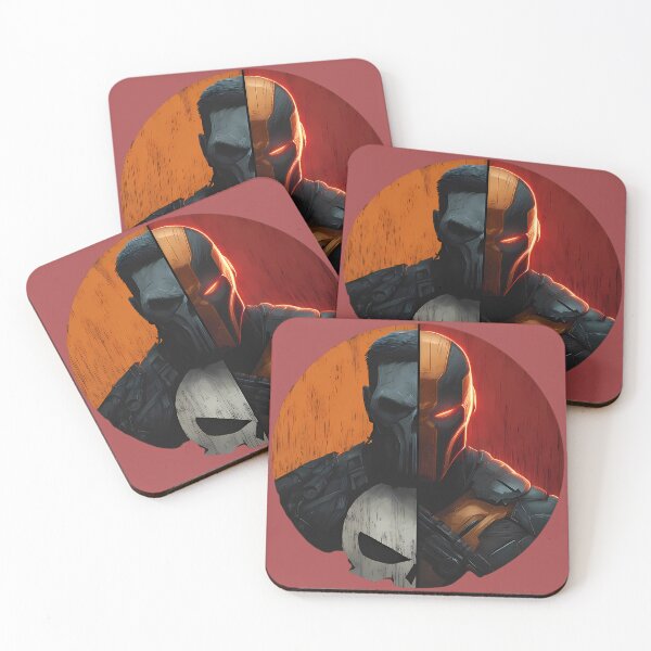 Item preview, Deathstroke Punisher Mashup Art - DC Marvel Split Face Vigilante Circle Art designed and sold by LoomisDreams.