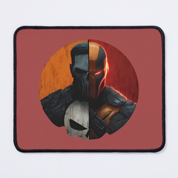 Item preview, Deathstroke Punisher Mashup Art - DC Marvel Split Face Vigilante Circle Art designed and sold by LoomisDreams.