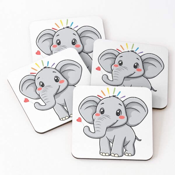 Item preview, Friendly Elephant - Cute Gray Elephant with Balloon and Rainbow designed and sold by Love3Happy.