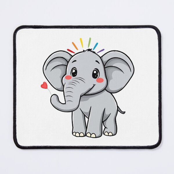 Item preview, Friendly Elephant - Cute Gray Elephant with Balloon and Rainbow designed and sold by Love3Happy.