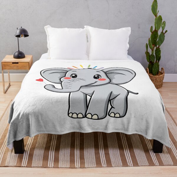 Item preview, Friendly Elephant - Cute Gray Elephant with Balloon and Rainbow designed and sold by Love3Happy.