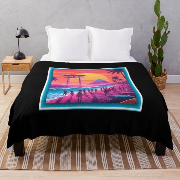 Item preview, Neon Summer Retro Beach - Japanese Synthwave Sunse designed and sold by SICreativeSto.