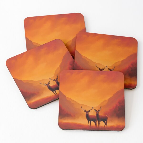 Item preview, Two Deer in a Fiery Landscape designed and sold by PetsArt.