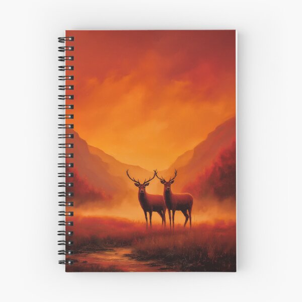Item preview, Two Deer in a Fiery Landscape designed and sold by PetsArt.