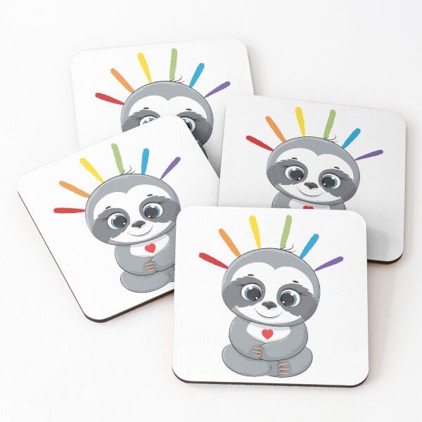 Item preview, Happy Sloth - Cute Gray Sloth with Rainbow and Heart designed and sold by Love3Happy.