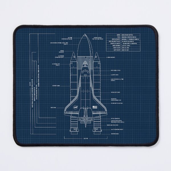 Item preview, NASA Space Shuttle Front Elevation (Vertical Navy Blueprint) designed and sold by BGALAXY.