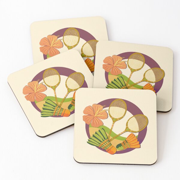 Item preview, Tropical badminton badge - orange and green designed and sold by Home Cyn Home.