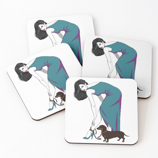 Item preview, Retro Woman with Dachshund designed and sold by TinyRed SpiralArt.