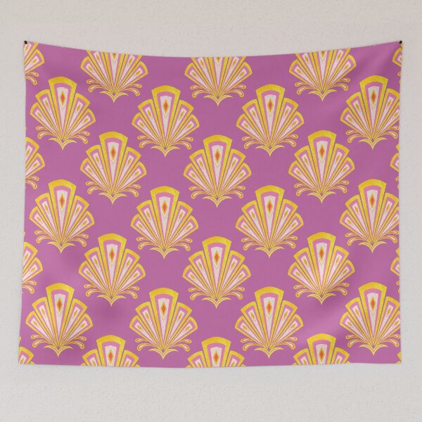 Item preview, Art Deco Damask - pink and yellow designed and sold by Home Cyn Home.