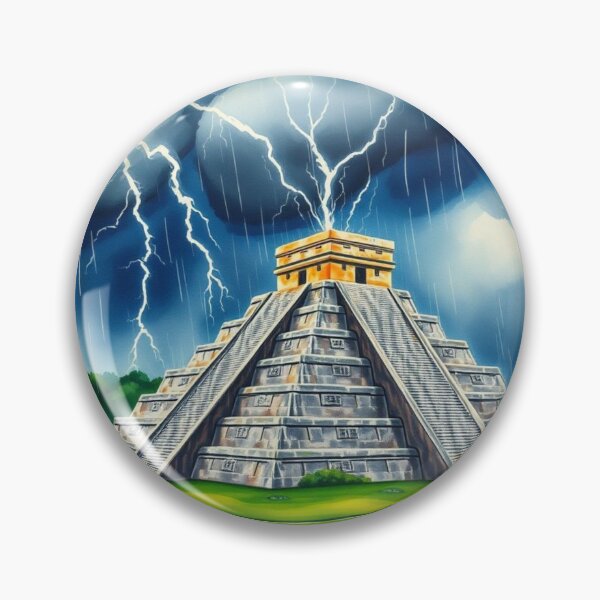 Item preview, Chichen Itza Pyramid Lightning Storm Mayan Art designed and sold by EllDAV777.