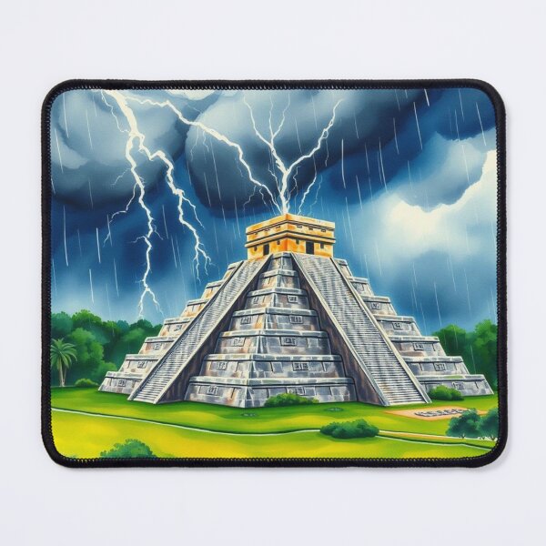 Item preview, Chichen Itza Pyramid Lightning Storm Mayan Art designed and sold by EllDAV777.