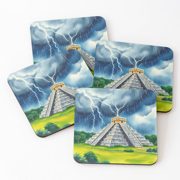 Item preview, Chichen Itza Pyramid Lightning Storm Mayan Art designed and sold by EllDAV777.