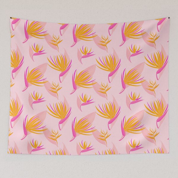 Item preview, Pink and yellow bird of paradise pattern designed and sold by Home Cyn Home.