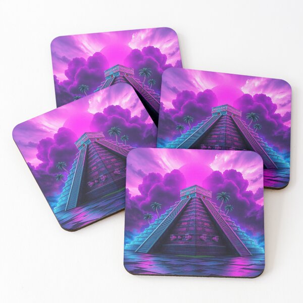Item preview, Neon Synthwave Mayan Pyramid Vaporwave Art designed and sold by EllDAV777.