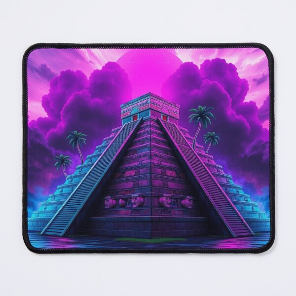 Item preview, Neon Synthwave Mayan Pyramid Vaporwave Art designed and sold by EllDAV777.